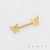 SPARKLING BUTTERFLY GLITTER CHARM NIPPLE RING 316L SURGICAL STEEL